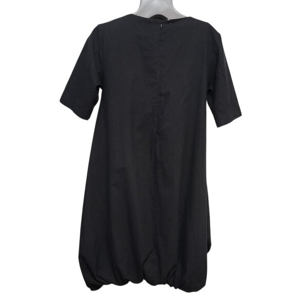 Luna Luz Black Bubble Hem Cotton Dress Sculptural Silhouette - Picture 6 of 11